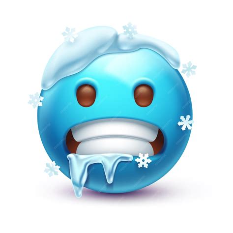 Premium Vector Cold Emoji Freezing Emoticon Icy Blue Face With