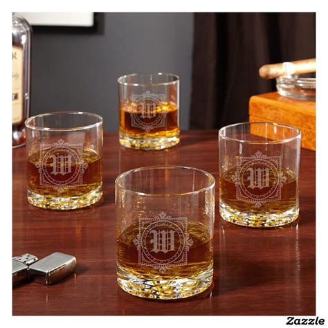 Set Of 4 Winchester Monogram Whiskey Glasses In 2021 Custom Whiskey Glasses