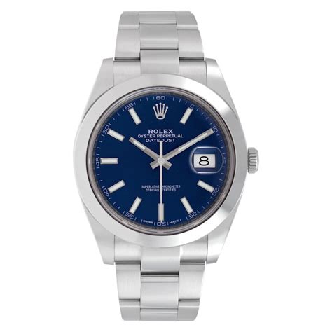 Pre Owned Rolex Datejust 41 126300 Blue Dial Gray And Sons Jewelry