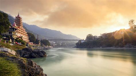 Ganga River Tera Manzil Temple Rishikesh India Bing 5k Preview