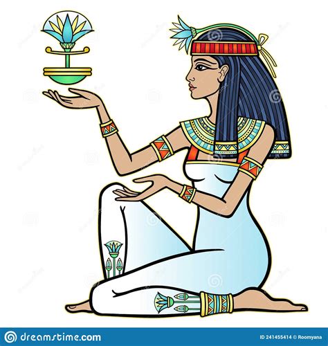 Animation Color Portrait Egyptian Girl In A Animation Color Portrait Egyptian Girl In A White