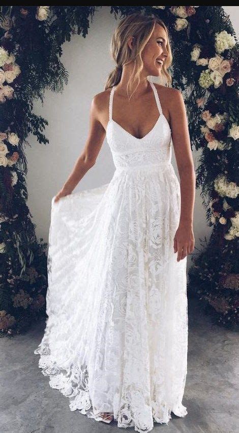 Halter Empire White Lace Promevening Dressbeach Lace Wedding Dress