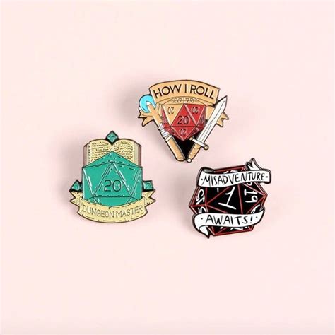 Dragon And Dungeon Dice Enamel Pin Black Red Green Polygon Badge