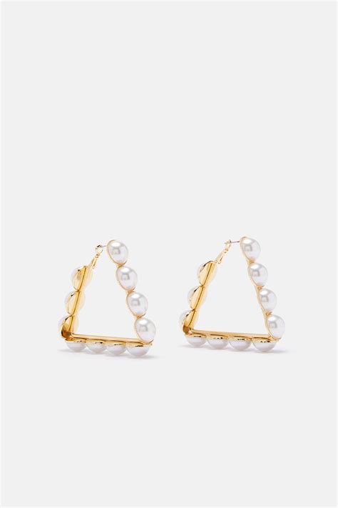 feeling pearly hoop earrings gold fashion nova jewelry fashion nova
