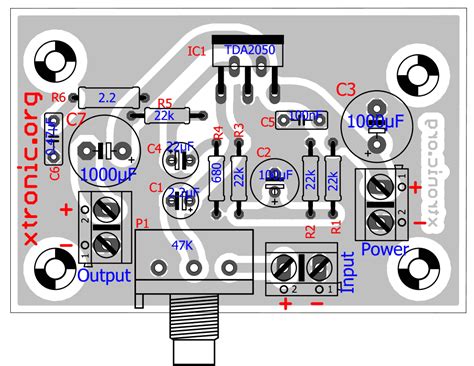 So that it allows only the high frequency audio signal. Amplificador-tda-2050-layout - Xtronic.org