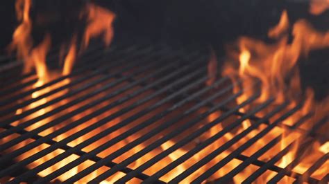 Flame Fire In Grill Barbecue In Sunny Summer Stock Footage Sbv