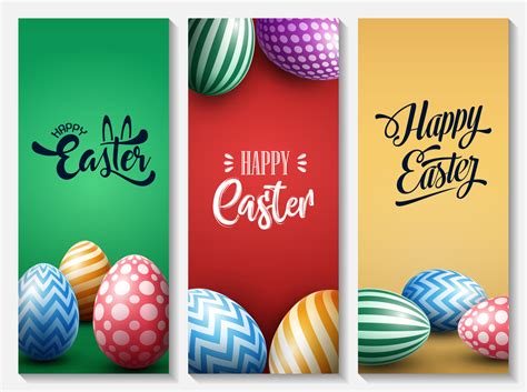 Collection Of Easter Banners With Decorated Easter Eggs 11948129 Vector