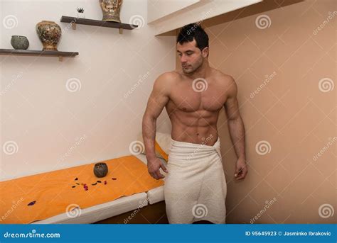 Portrait Of A Fit Man In Massage Room Stock Image Image Of Luxury