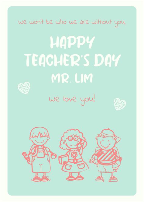 Free Teachers Day Cards Templates And Examples Edit Online And Download