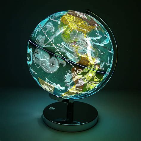 Exerz Illuminated World Globe 2 In 1 Led Light Up Globe Constellation