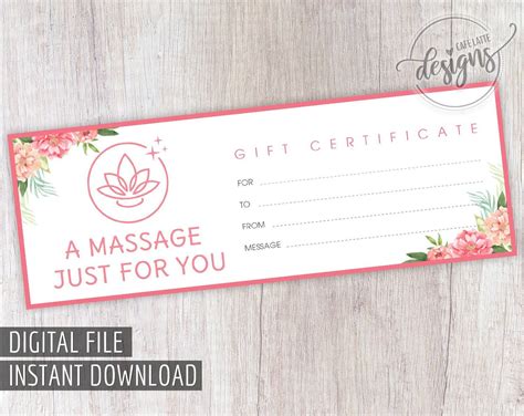 Modern hot stone massage therapist business card. Massage Gift Certificate, Gift Certificate Printable, Gift Coupon for Mom Sister, Anniversary ...