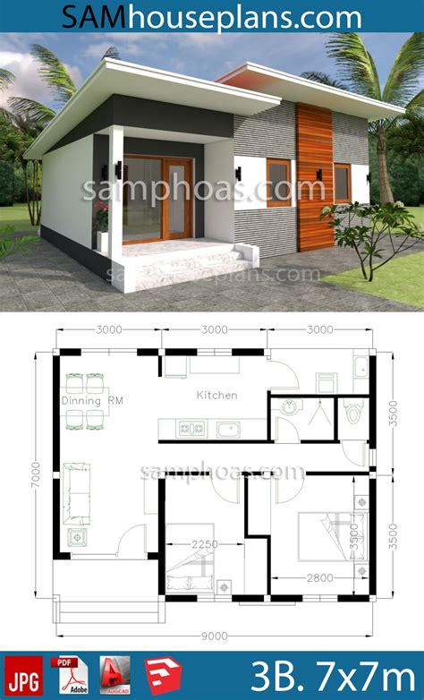 House Plans 9x7m With 2 Bedrooms Samhouseplans