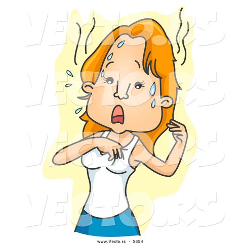 Vector Of A Sweating Cartoon Woman Having A Hot Flash By Bnp Design