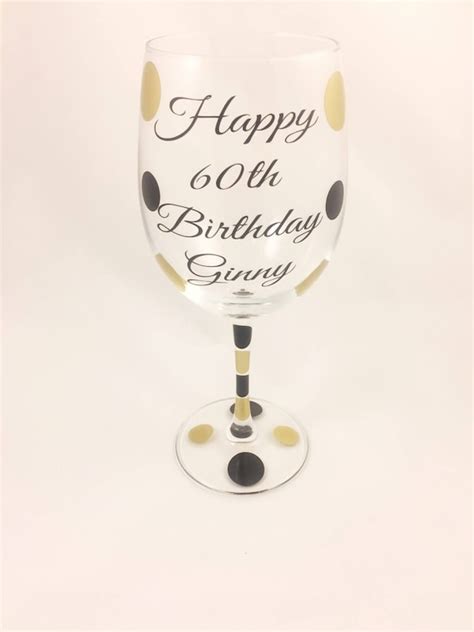 happy 60th birthday wine glass 60th birthday wine glass 60th etsy