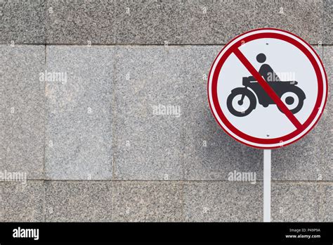 No Motorcycle Zone Car Only Road Traffic Warning Prohibit Sign Stock