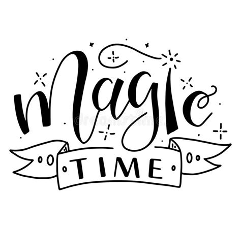 Magic Time Colored Vector Illustration With Text Ribbon And Magic