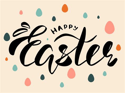 Happy Easter Lettering Greeteng Card 2203498 Vector Art At Vecteezy