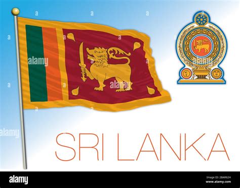 Sri Lanka Official National Flag And Coat Of Arms India Vector