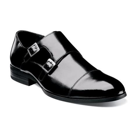 Stacy Adams Gordon Black Genuine Leather Double Monk Strap Shoes Upscale