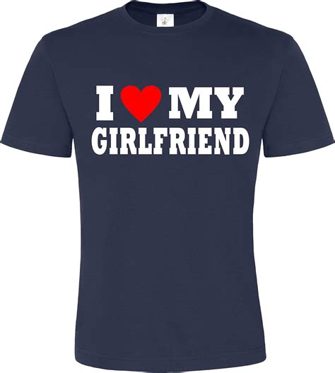 I Love My Girlfriend With Red Heart Navy Mens T Shirt Uk Clothing