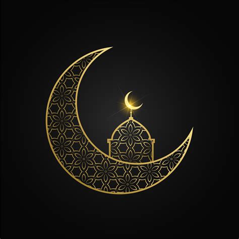 Creative Eid Mubarak Moon And Mosque Design Download Free Vector Art