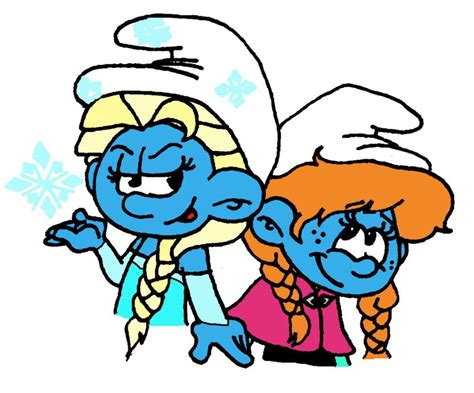Smurfette And Sassette As Elsa And Annalooove It Smurfette Smurfs