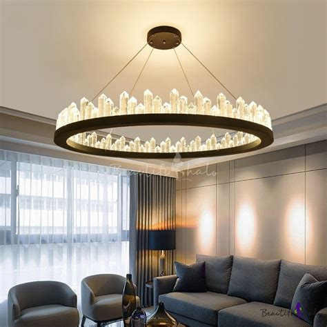 Ultra Modern Led Crystal Ring Pendant Led Ambient Warmwhite Light 1