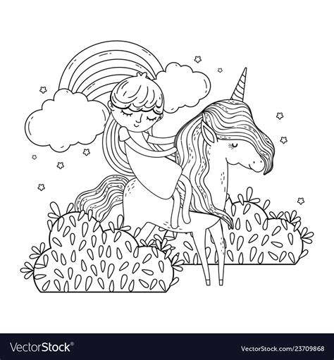 Princess And Unicorn Coloring Pages