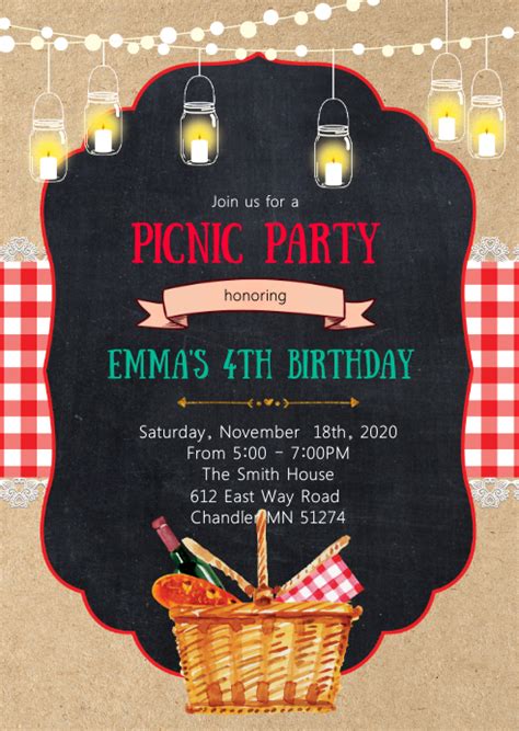 Picnic Birthday Party Invitation Template Postermywall