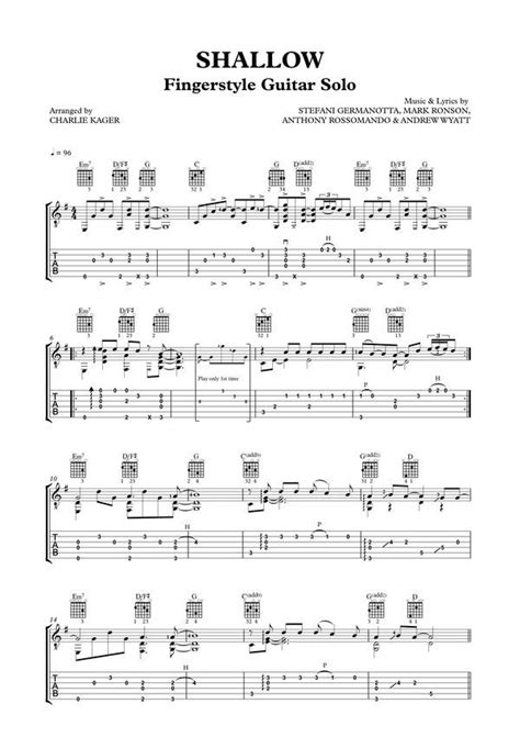 Shallow From A Star Is Born By Lady Gaga Bradley Cooper Easy Guitar Tab