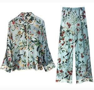 Women S 100 Pure Mulberry Silk Pajamas Set Print Silk Sleepwear