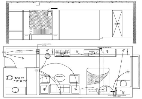 Electrical Layout 40x15 Hotel Room Plan Is Given In This Autocad