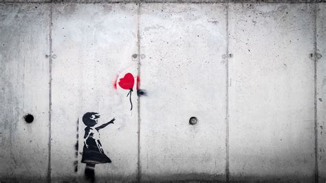 Download Wallpaper 2048x1152 Graffiti Child Balloon Love Street Art