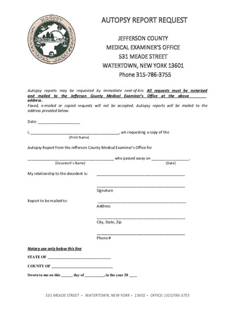 Fillable Online Autopsy Report Request Jefferson County Fax Email