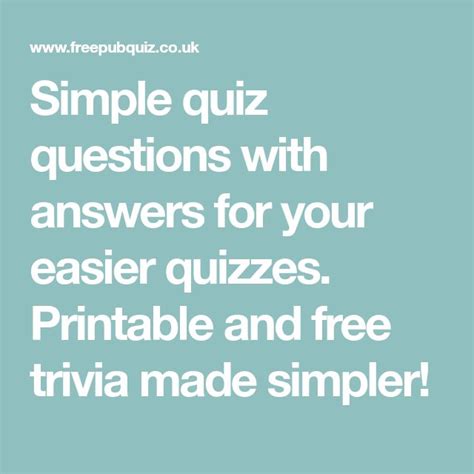 The Text Reads Simple Quiz Questions With Answers For Your Easier