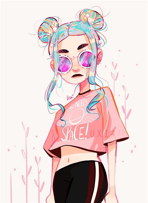 Space Buns Are Back ~ ⭐️ Cute Girl Drawing Space Girl Art Girls