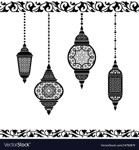 Ramadan Lantern In Black And White Royalty Free Vector Image