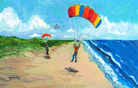 Skydive Beach Landing Painting By Paintings By Gretzky