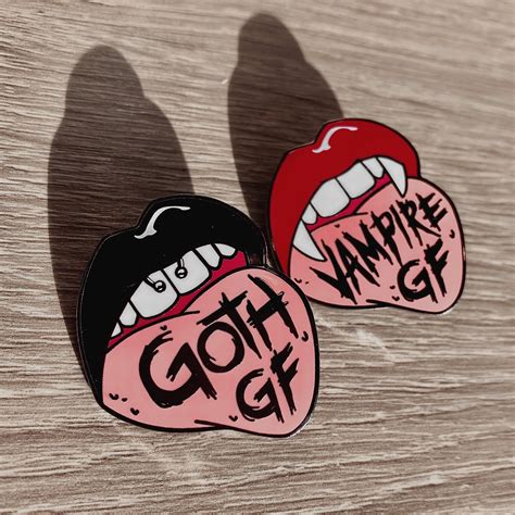 Goth Gf And Vamp Gf Enamel Pins Peachiie Shop