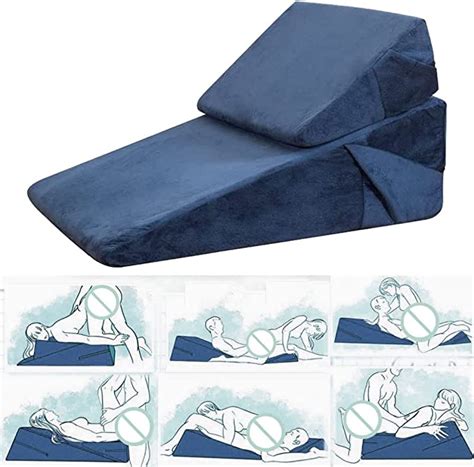 Rekink 25 Foot Long Sex Pillow Cushion Triangle Set For Couples 2x Blue Position