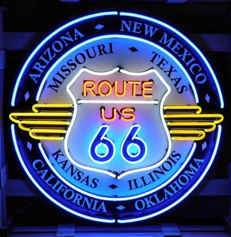 Route 66 All States Neon Sign With Backplate Xl 100 X 100 Cm