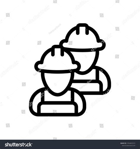 Construction Worker Contractor Engineer Black Icon Stock Vector