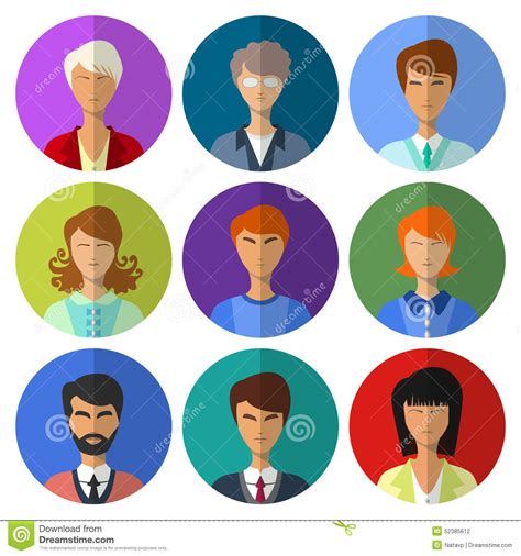 People Flat Icons Collection Stock Vector Illustration Of Manager