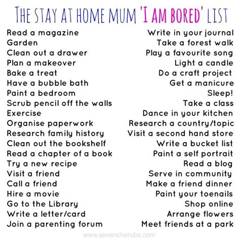 Creative Things To Do For Stay At Home Moms Bored Mom Bored List