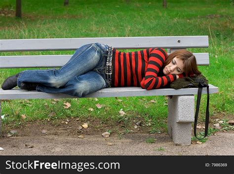 Girl Sleeping On A Park Bench Free Stock Images And Photos 7986369