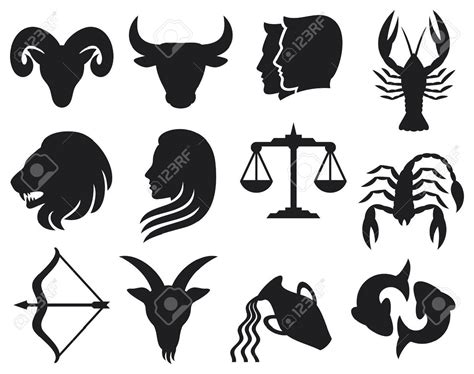 Zodiac Signs Zodiac Black Silhouettes Set Of Zodiac Signs Stylized