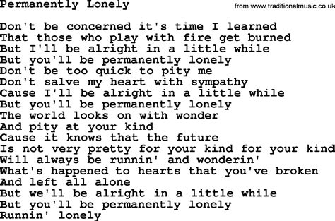 Willie Nelson Song Permanently Lonely Lyrics