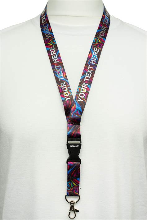 Rolseley Lanyard Neck Strap With Different Pattens With Metal Clip Colour Stream Text