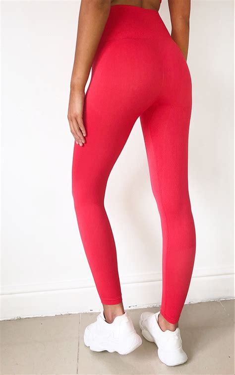 red high waist seamless gym leggings active prettylittlething aus