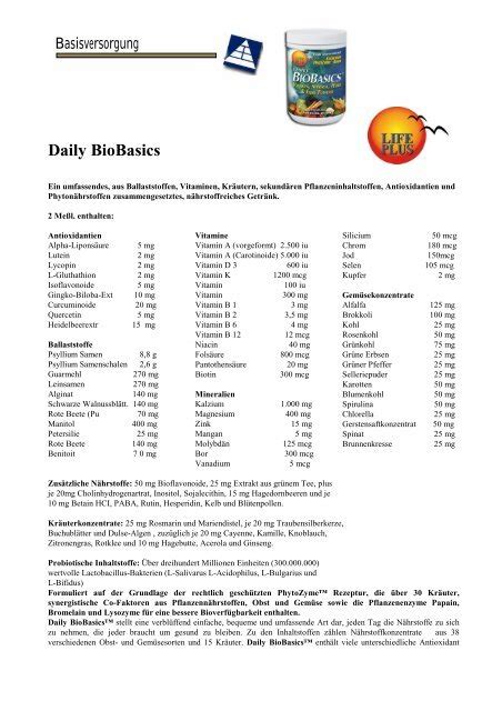 Daily Biobasics Kieselsinfo